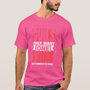 Meisjes willen maar één ding spiegel die ze L vert T-shirt