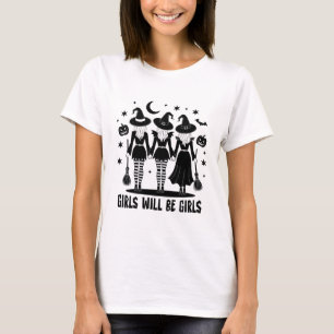 Meisjes Willen Meisjes Halloween Heksen Coven Grie T-shirt