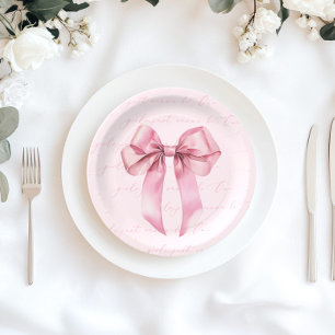 Meisjes willen One Pink Bow-verjaardag zijn Papieren Bordje