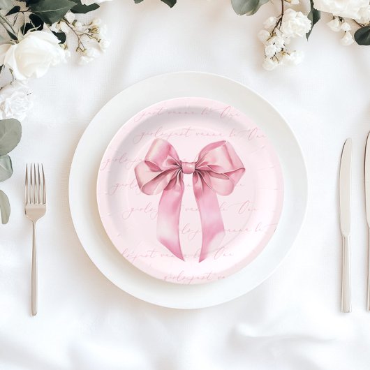 Meisjes willen One Pink Bow-verjaardag zijn Papieren Bordje