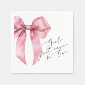 Meisjes willen One Pink Bow zijn 1e verjaardag Servet (Voorkant)