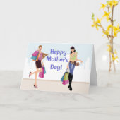 meisjes winkelen Moederdag Kaart (Gele Bloem)