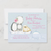 Meisjes Winter Baby Shower Uitnodigingen (Voorkant)
