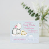 Meisjes Winter Baby Shower Uitnodigingen (Staand voorkant)