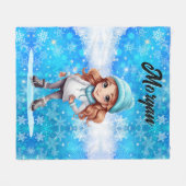 Meisjes Winter Ice Schaats Figuur Schaats Sneeuwvl Fleece Deken (Voorkant (Horizontaal))