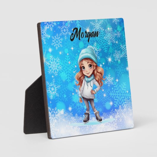 Meisjes Winter Ice Schaats Figuur Schaats Sneeuwvl Fotoplaat (Voorkant)