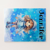 Meisjes Winter Ice Schaats Figuur Schaats Sneeuwvl Legpuzzel (Horizontaal)