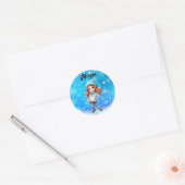 Meisjes Winter Ice Schaats Figuur Schaats Sneeuwvl Ronde Sticker (Envelop)