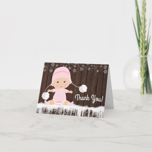 Meisjes Winter Snowflake Baby shower Dank u Kaarte Bedankkaart (Voorkant)