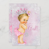 Meisjes Winter Wonderland Baby shower Kaart (Voorkant / Achterkant)