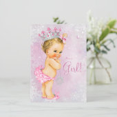 Meisjes Winter Wonderland Baby shower Kaart (Staand voorkant)