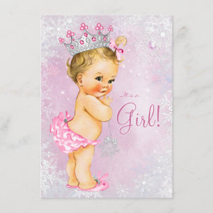 Meisjes Winter Wonderland Baby shower Kaart