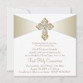 Meisjes wit en goud eerste communie kaart (Achterkant)