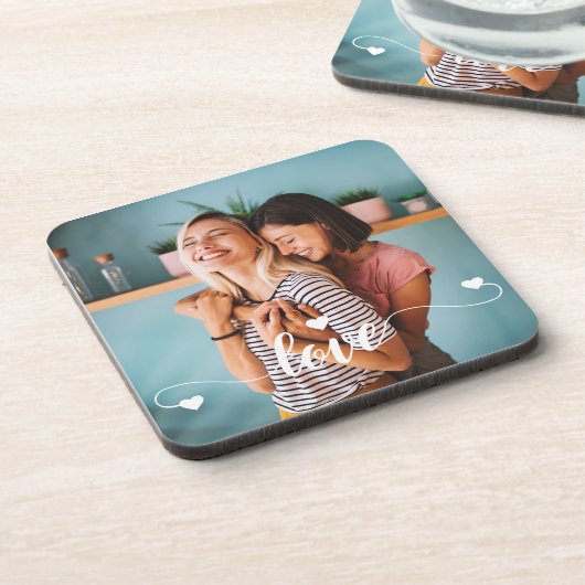 Meisjes Wit Liefde Script Met Hart Valentijn Bier Onderzetter (Linkerzijde)