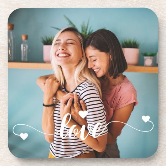 Meisjes Wit Liefde Script Met Hart Valentijn Bier Onderzetter (Voorkant)