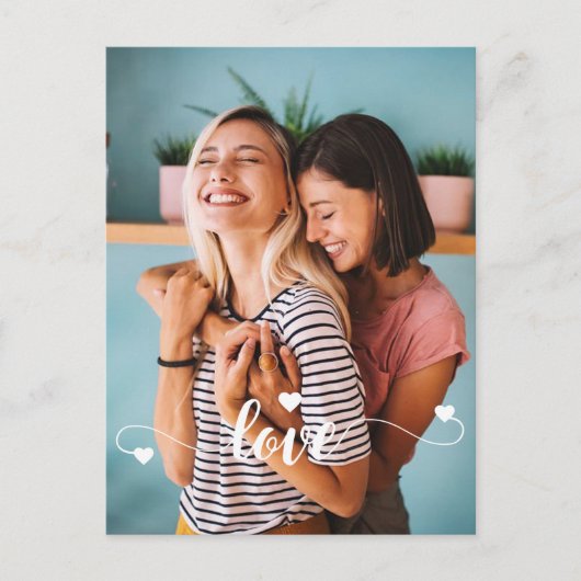 Meisjes Wit Liefde Script Met Hart Valentijn Briefkaart (Voorkant)