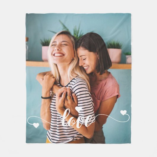 Meisjes Wit Liefde Script Met Hart Valentijn Fleece Deken (Voorkant)