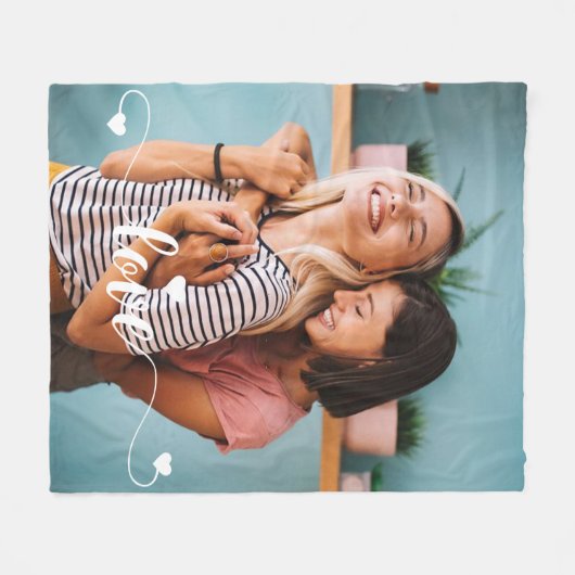 Meisjes Wit Liefde Script Met Hart Valentijn Fleece Deken (Voorkant (Horizontaal))