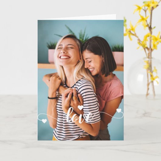 Meisjes Wit Liefde Script Met Hart Valentijn Kaart (Gele Bloem)