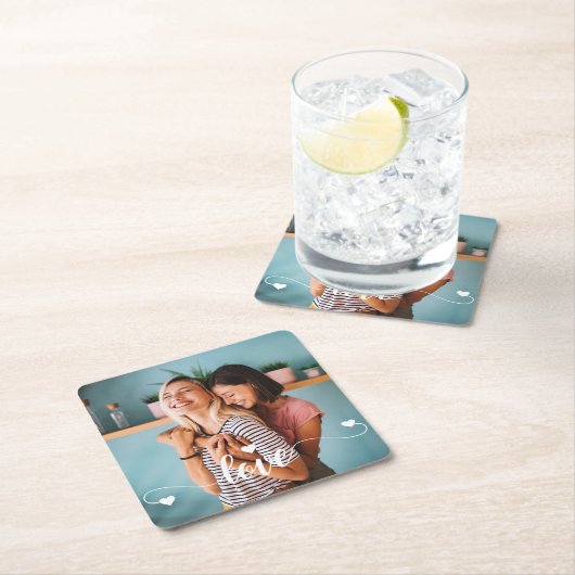 Meisjes Wit Liefde Script Met Hart Valentijn Kartonnen Onderzetters (Insitu)