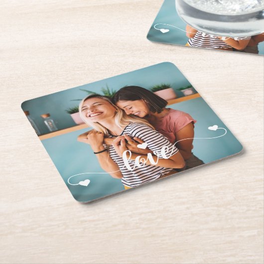 Meisjes Wit Liefde Script Met Hart Valentijn Kartonnen Onderzetters (Schuin)