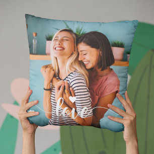 Meisjes Wit Liefde Script Met Hart Valentijn Kussen