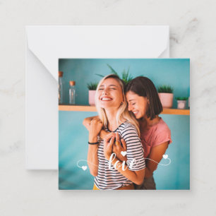 Meisjes Wit Liefde Script Met Hart Valentijn Notitiekaartje