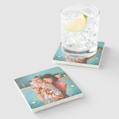 Meisjes Wit Liefde Script Met Hart Valentijn Stenen Onderzetter (Zijkant)