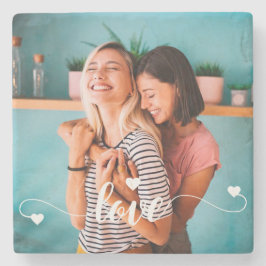 Meisjes Wit Liefde Script Met Hart Valentijn Stenen Onderzetter