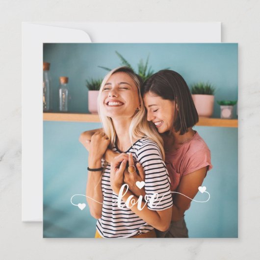 Meisjes Wit Liefdesschrift Met Hart Valentijn Feestdagenkaart (Voorkant)