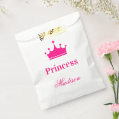Meisjes  Witte en Hete Roze Princess Crown Name Bedankzakje (Gezegeld)