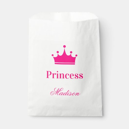 Meisjes  Witte en Hete Roze Princess Crown Name Bedankzakje (Voorkant)