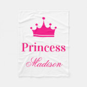 Meisjes  Witte en Hete Roze Princess Crown Name Fleece Deken (Voorkant)
