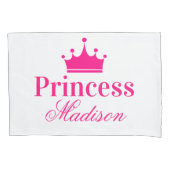 Meisjes Witte en Hete Roze Princess Crown Name Kussensloop (Voorkant)