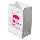 Meisjes Witte en Hete Roze Princess Crown Name Medium Cadeauzakje (Voorkant Gekanteld)