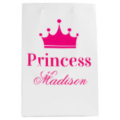 Meisjes  Witte en Hete Roze Princess Crown Name Medium Cadeauzakje (Voorkant)
