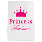 Meisjes Witte en Hete Roze Princess Crown Name Medium Cadeauzakje (Achterkant)