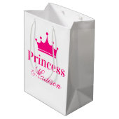Meisjes Witte en Hete Roze Princess Crown Name Medium Cadeauzakje (Achterkant Gekanteld)