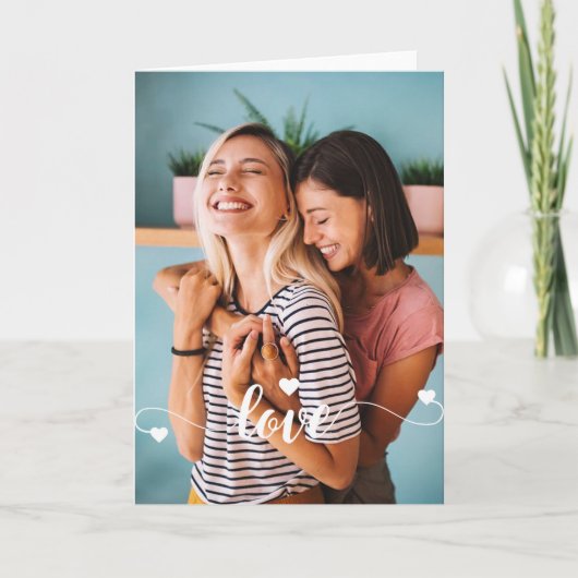 Meisjes Witte Liefde Script Met Hart Valentijn Kaart (Voorkant)