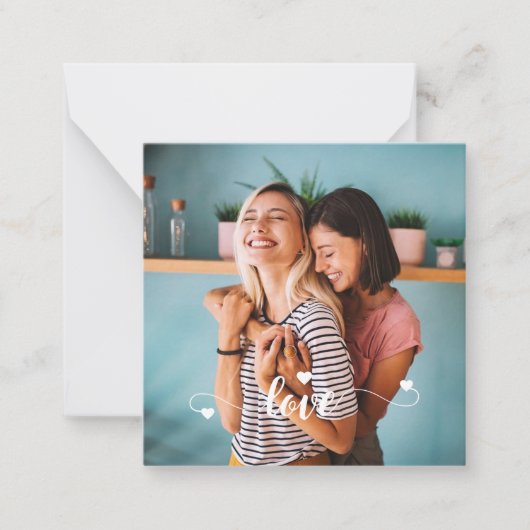 Meisjes Witte Liefde Script Met Hart Valentijn Notitiekaartje (Voorkant)