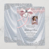 Meisjes Witte Satijn Foto Eerste Communie Kaart (Voorkant / Achterkant)