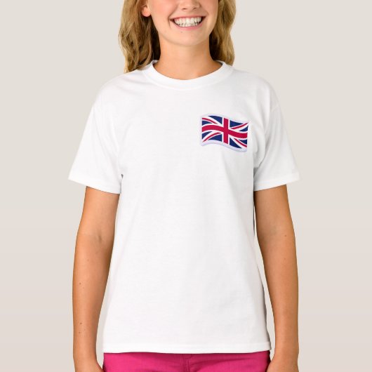 Meisjes Witte T-Shirt met Union Jack (Voorkant)