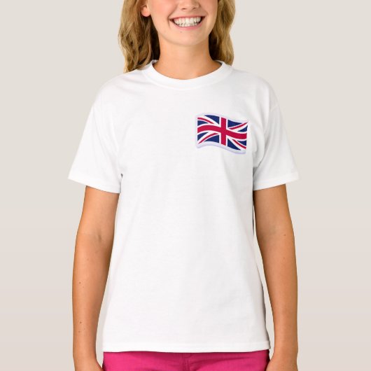 Meisjes Witte T-Shirt met Union Jack (Voorkant)