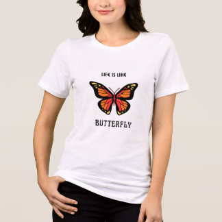 Meisjes witte T-shirt met vlindermotief 