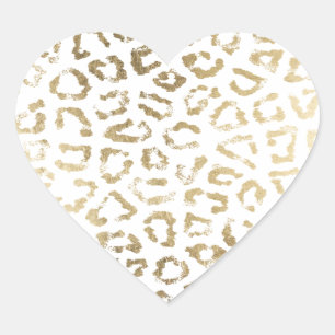 Meisjes witte vetknollen met goudluipaard hart sticker