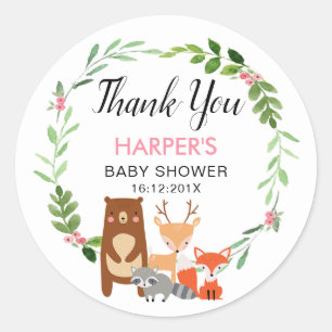 Meisjes Woodland Animals Baby shower Sticker