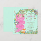 Meisjes Woodland Baby shower Kaart (Voorkant / Achterkant)