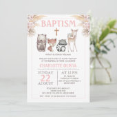 Meisjes Woodland Boho Floral Baptism Uitnodiging (Staand voorkant)