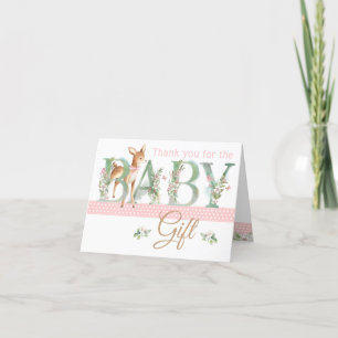 Meisjes Woodland Deer Baby Shower Bedankkaartjes Bedankkaart