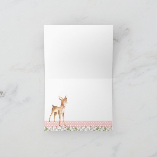 Meisjes Woodland Deer Baby shower Dank u Kaarten (Binnen)